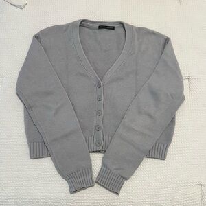 Brandy Melville Dusty Blue V-Neck Button-Up Women's Sweater